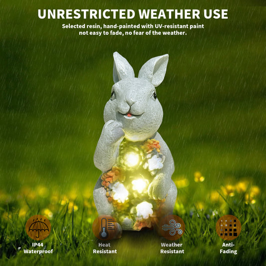 AIHKNG Grey Solar Bunny LED Decor