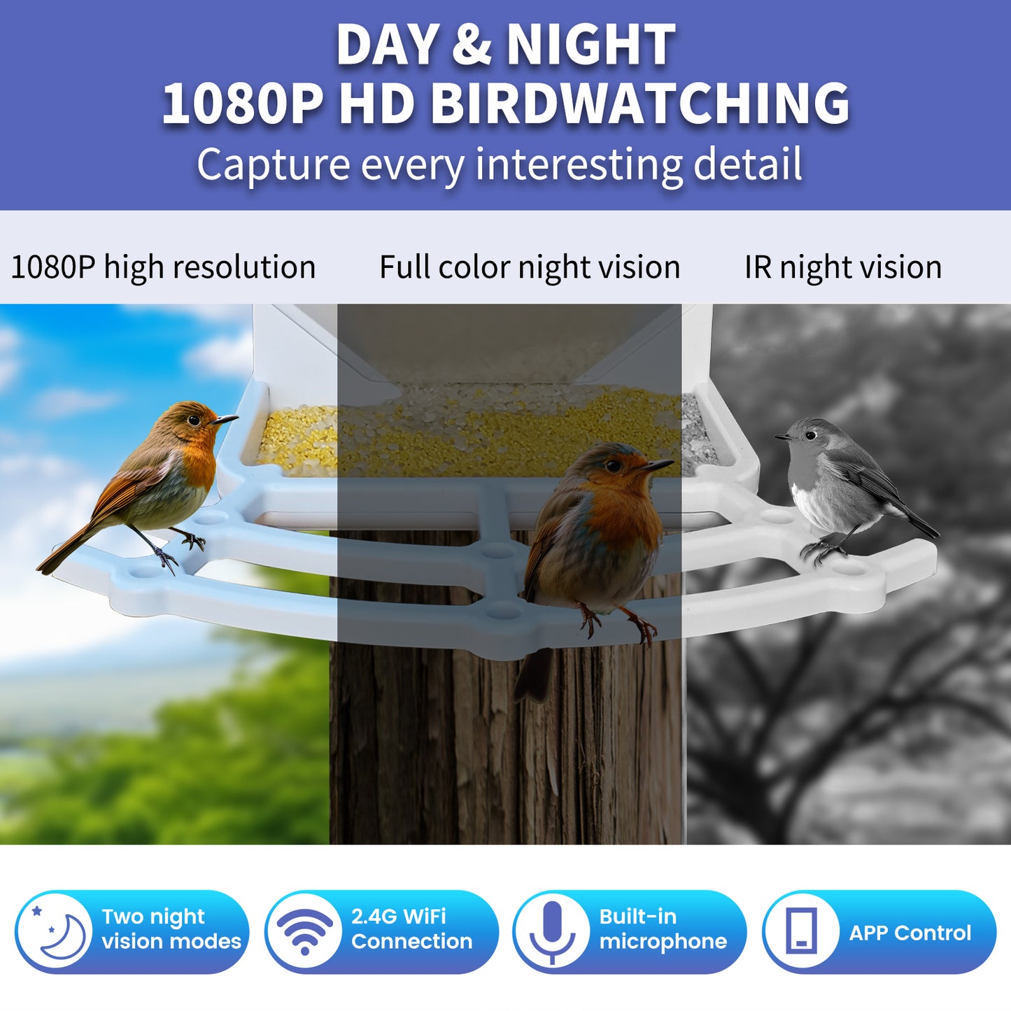 VIBROWL 2L AI Solar Bird Feeder with Camera