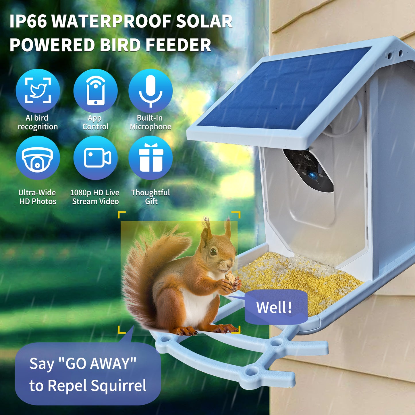 VIBROWL 2L AI Solar Bird Feeder with Camera